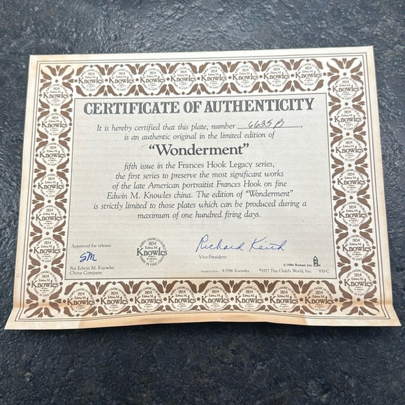 Edwin M. Knowles “Wonderment”Collectible Plate - Picture 3 of 5